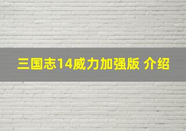 三国志14威力加强版 介绍